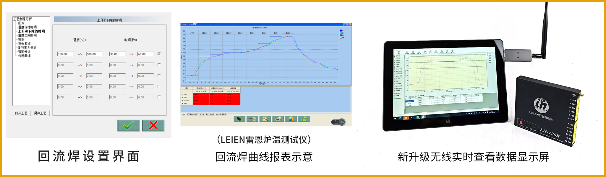 雷恩炉温测试仪无线实时接收报表